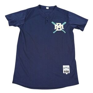 Milwaukee Brewers Baseball Jersey Men M Blue SGA CBS 58 Give Away Mesh Henley